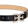 image:imageSam Edelman Womens Doublee Plaque Logo Hammered Buckle and Loop Leather Belt for Jeans Dresses and TrousersBlack