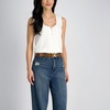 image:imageSam Edelman Womens Doublee Plaque Logo Hammered Buckle and Loop Leather Belt for Jeans Dresses and TrousersLight Brown