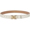 image:imageSam Edelman Womens Fashion DoubleE Plaque Logo Buckle Slim Textured Belt for Jeans Dresses and TrousersIvory