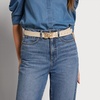 image:imageSam Edelman Womens Imitation Pearl Embellished DoubleE Logo Plaque Buckle Leather Belt for Jeans Dresses and TrousersIvory