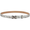 image:imageSam Edelman womens Doublee Plaque Logo Buckle Skinny Fashion Trouser BeltGreyWhite Snake