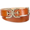 image:imageSam Edelman Womens Doublee Plaque Logo Hammered Buckle and Loop Leather Belt for Jeans Dresses and TrousersLight Brown