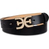 image:imageSam Edelman Womens Imitation Pearl Embellished DoubleE Logo Plaque Buckle Leather Belt for Jeans Dresses and TrousersBlack