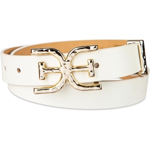 image:imageSam Edelman Womens Doublee Plaque Logo Hammered Buckle and Loop Leather Belt for Jeans Dresses and TrousersIvory