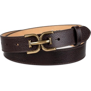 image:imageSam Edelman Womens Fashion DoubleE Plaque Logo Buckle Slim Textured Belt for Jeans Dresses and TrousersBrown