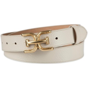 image:imageSam Edelman Womens Fashion DoubleE Plaque Logo Buckle Slim Textured Belt for Jeans Dresses and TrousersIvory
