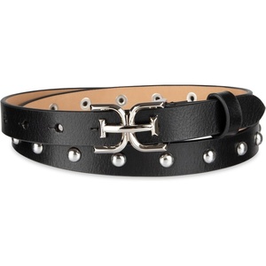 image:imageSam Edelman womens Doublee Plaque Logo Buckle Skinny Fashion Trouser BeltBlack Studded