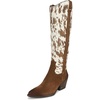 Warm Nutmeg Taupe Ivory Wide Calf